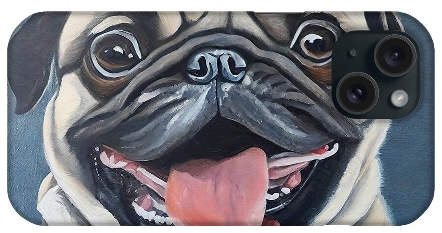 Pet iPhone Case featuring the painting Painting Pug Dog Picture Oil Painting On Canvas P by N Akkash