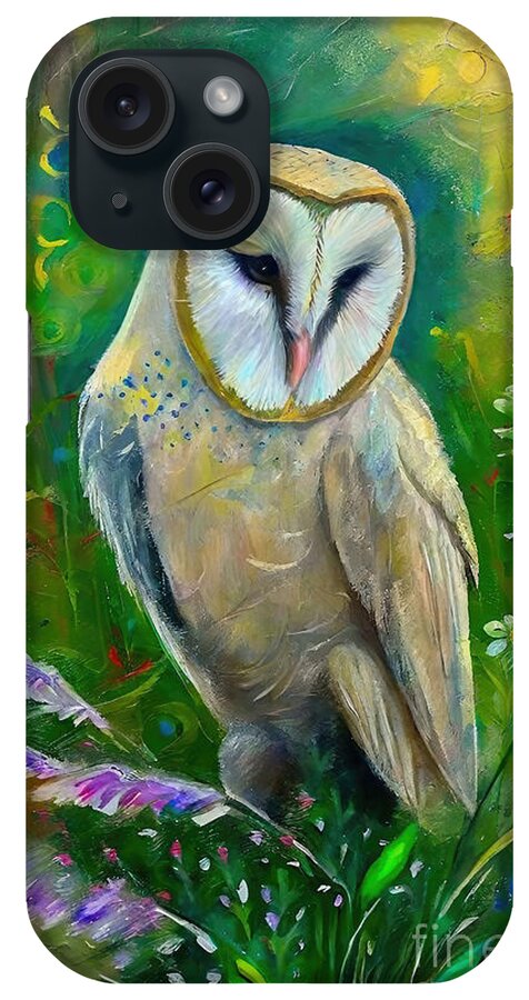 Bird iPhone Case featuring the painting Painting Summer Harmony bird animal painting flow by N Akkash
