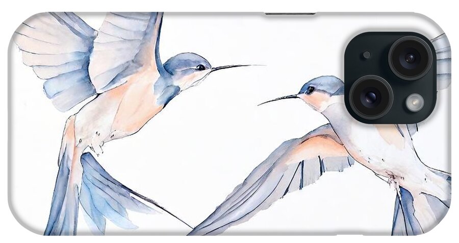 Bird iPhone Case featuring the painting Painting Swallows In Flight No 45 bird watercolor by N Akkash