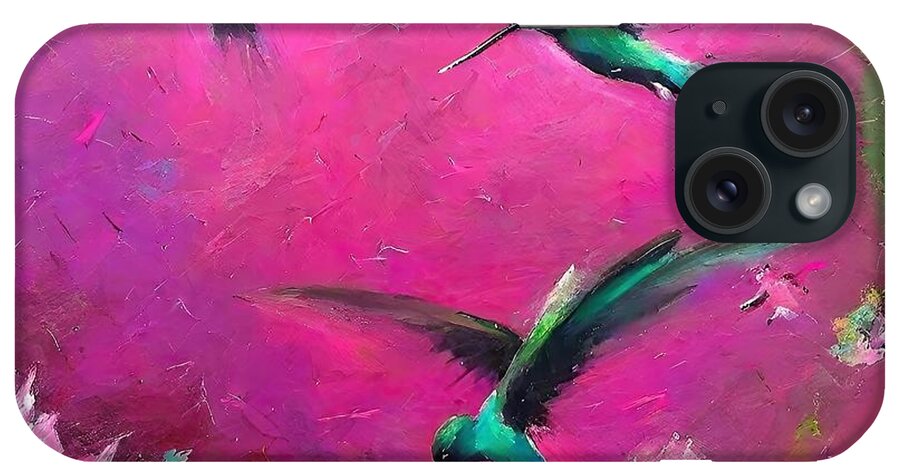 Art iPhone Case featuring the painting Painting The Joy Of Hummingbirds art background b by N Akkash