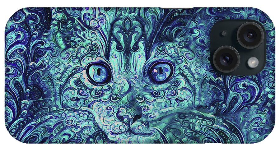 Maine Coon Cats iPhone Case featuring the digital art Paisley Pussycat by Peggy Collins