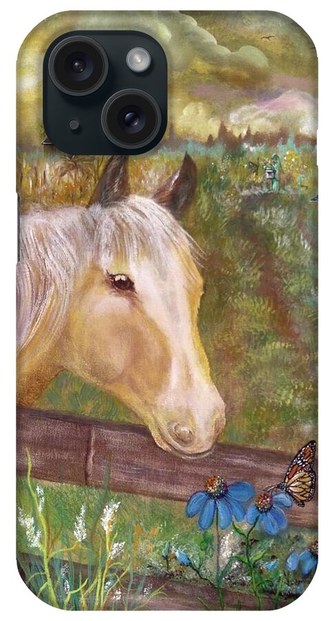 Palomino Farm Horse iPhone Case featuring the painting Palomino Farm Horse by Lynn Raizel Lane