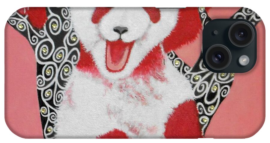 Panda Bear iPhone Case featuring the painting Panda-monium by Jayne Somogy