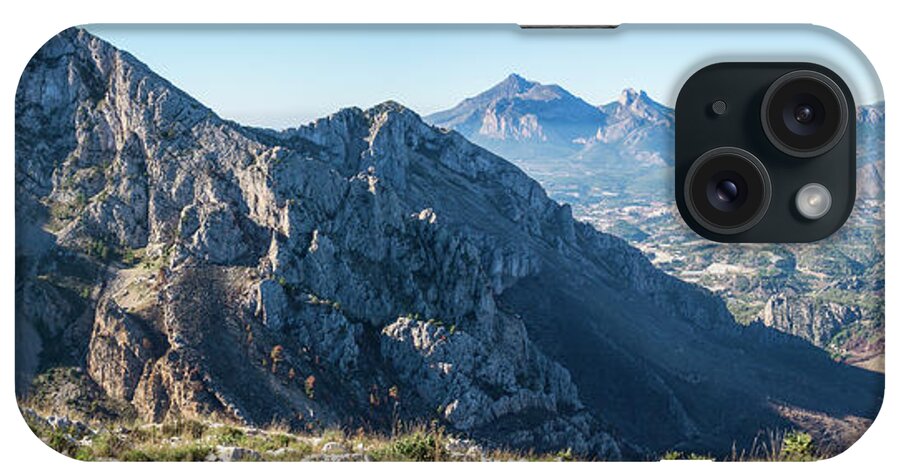 Mountains iPhone Case featuring the photograph Panorama of a blue mountain landscape by Adriana Mueller