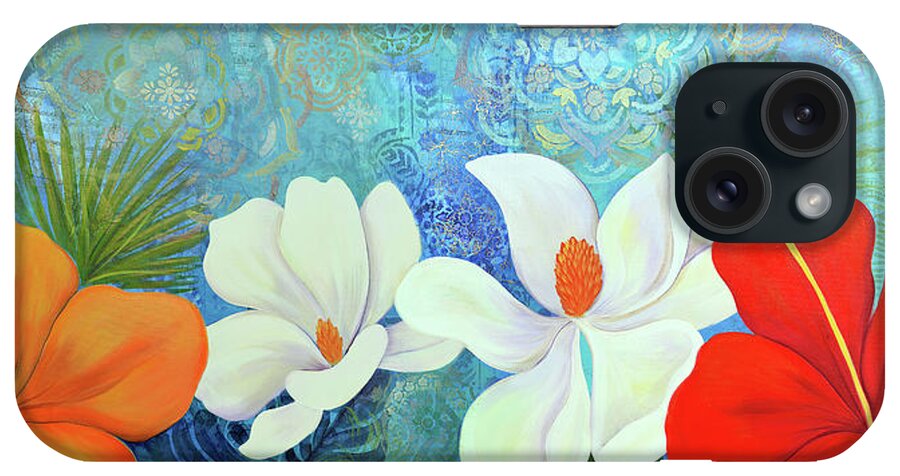 Magnolia iPhone Case featuring the painting Paradise in Bloom III by Shadia Derbyshire
