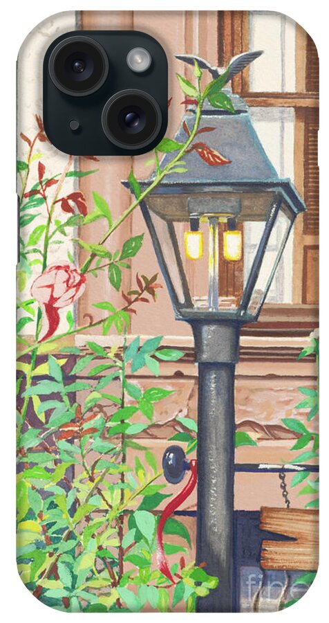 Park Slope Lamp Brooklyn Ny iPhone Case featuring the painting Park Slope Lamp Brooklyn NY 1982 by William Hart McNichols