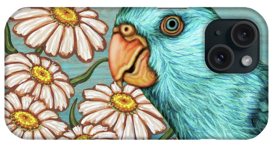 Parrotlet iPhone Case featuring the painting Parrotlet In Daisy Paradise by Amy E Fraser