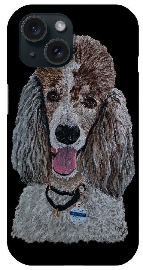 Dog iPhone Case featuring the drawing Parti-Colored Poodle by Terri Mills