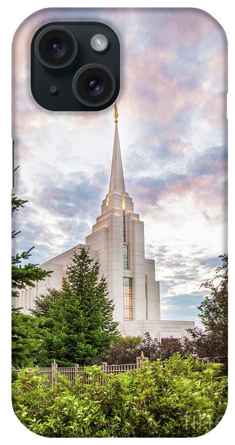 Clouds iPhone Case featuring the photograph Pastel Sunset - Rexburg Idaho Temple by Bret Barton
