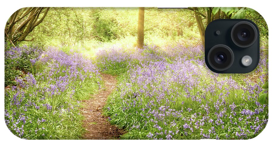 Bluebell iPhone Case featuring the photograph Path through bluebell forest at sunrise by Simon Bratt