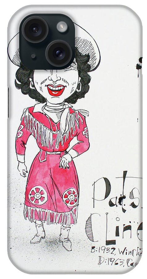  iPhone Case featuring the drawing Patsy Cline by Phil Mckenney