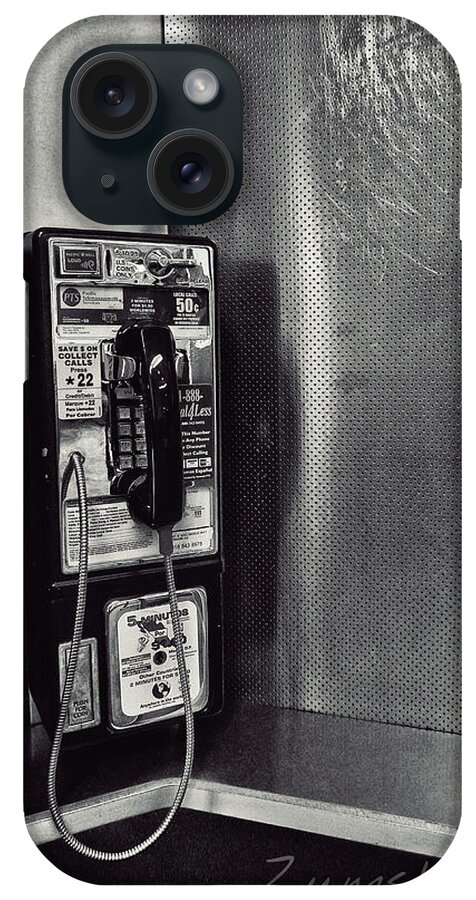 Black And White iPhone Case featuring the photograph Payphone Black and White by David Zumsteg