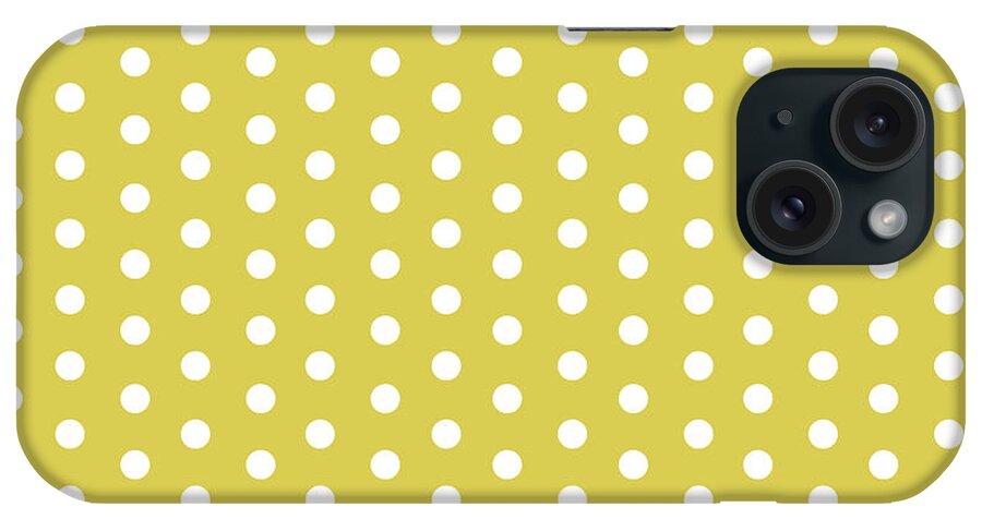 White iPhone Case featuring the digital art Polka DoT Yellow Green by Bnte Creations