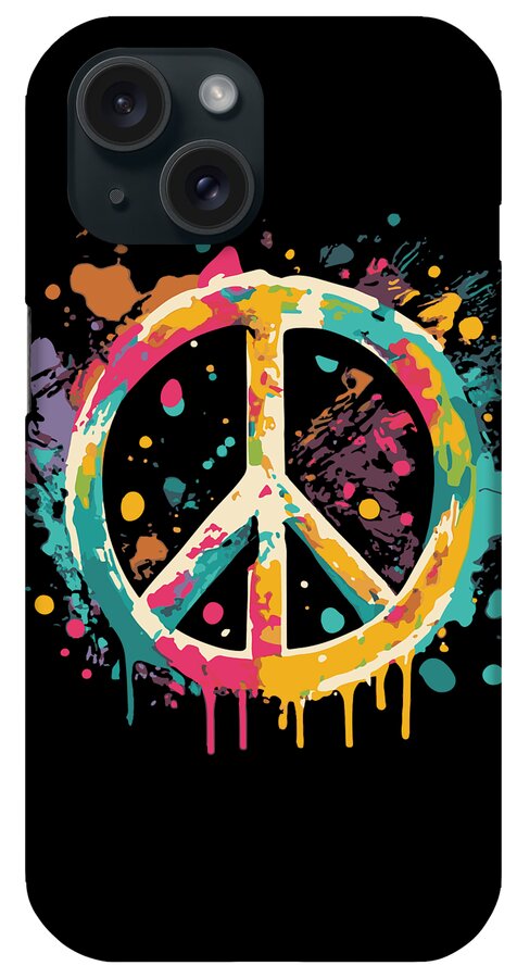 Peace Sign iPhone Case featuring the digital art Peace Sign Paint Splatter Graffiti by Flippin Sweet Gear