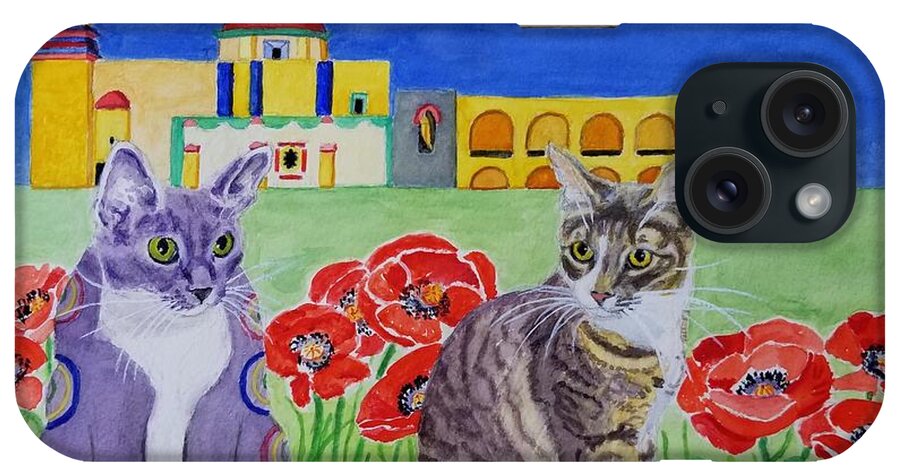 Cat iPhone Case featuring the painting Peggy and Maya by Vera Smith