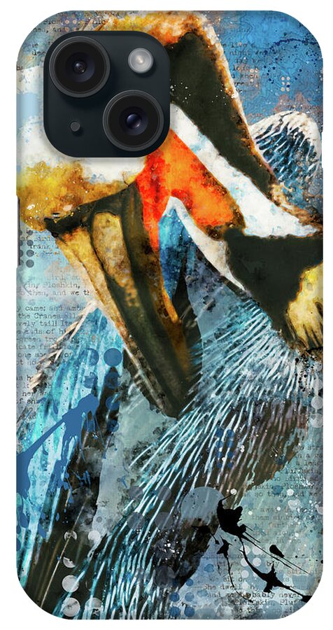 Pelican iPhone Case featuring the mixed media Pelican Mixed Media by Bonny Puckett