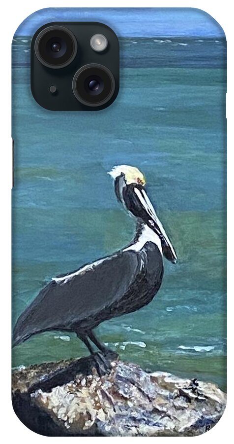 Painting iPhone Case featuring the painting Pelican Pride by Paula Pagliughi