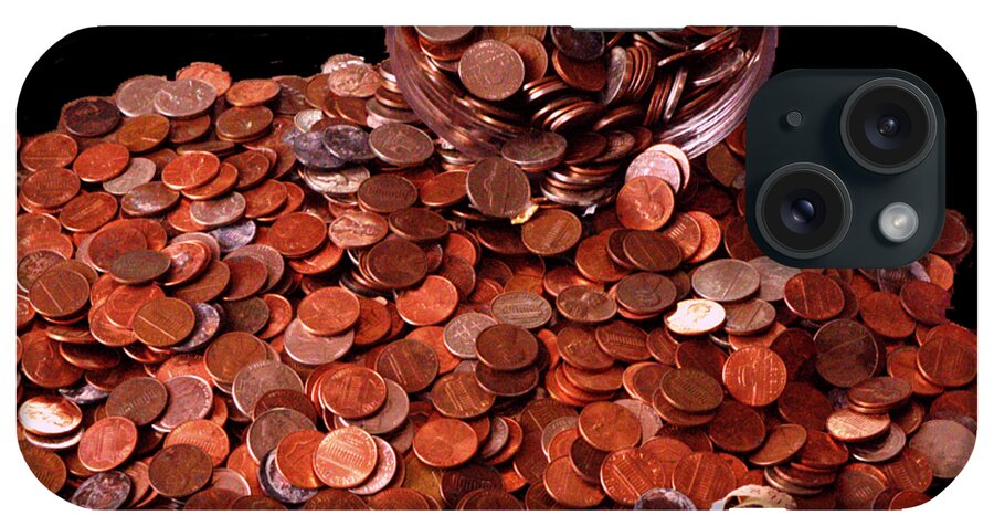 Coin;money;penny;pennies;jar iPhone Case featuring the digital art Pennies by Leon deVose