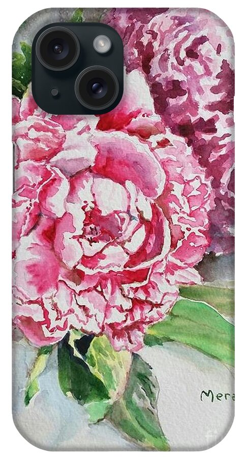 Peonies iPhone Case featuring the painting Peonies by Merana Cadorette