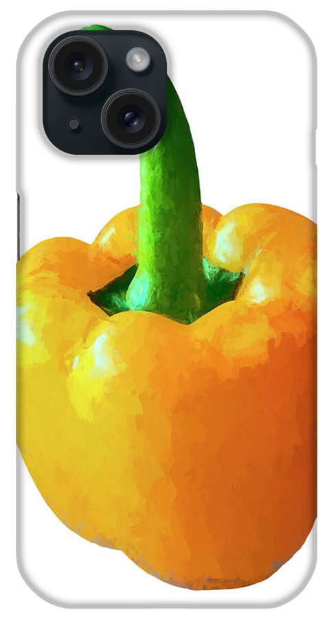Bell Pepper iPhone Case featuring the photograph Orange Pepper On White Background by Gary Slawsky