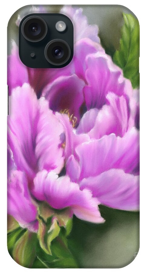 Botanical iPhone Case featuring the painting Pretty Pink Peony Flower by MM Anderson