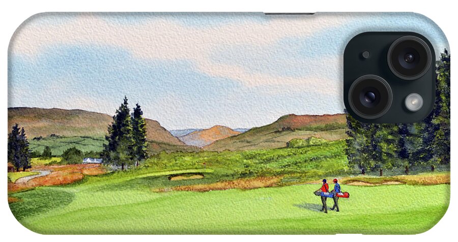 Pga Centenary Golf Course Painting iPhone Case featuring the painting PGA Centenary Gleneagles Scotland by Bill Holkham