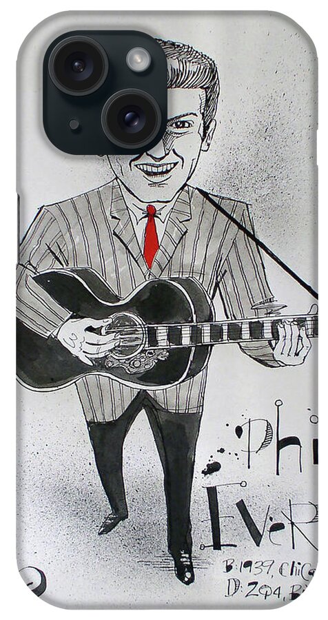  iPhone Case featuring the drawing Phil Everly by Phil Mckenney