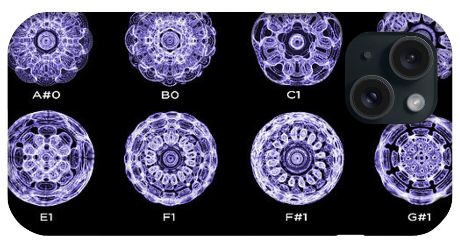 Cymatic Cymatics Sound Image Cymascope Cyma Mmv Vibrational Frequency Piano Notes iPhone Case featuring the photograph Piano Notes-1st Octave by CymaScope