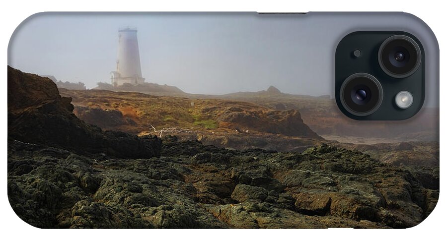 Piedras Blancas iPhone Case featuring the photograph Piedras Blancas Lighthouse Peeking Out Of The Fog by Lars Mikkelsen