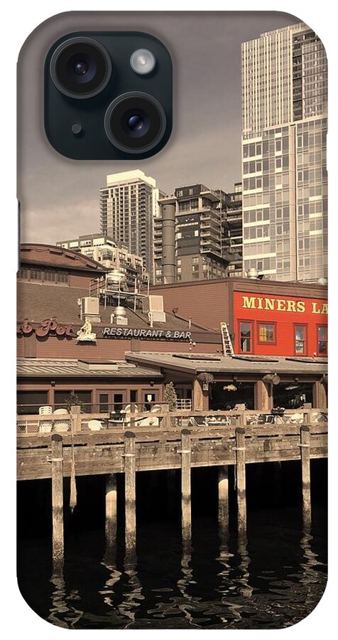  Vintage Filter iPhone Case featuring the photograph Pier 57 by Jerry Abbott