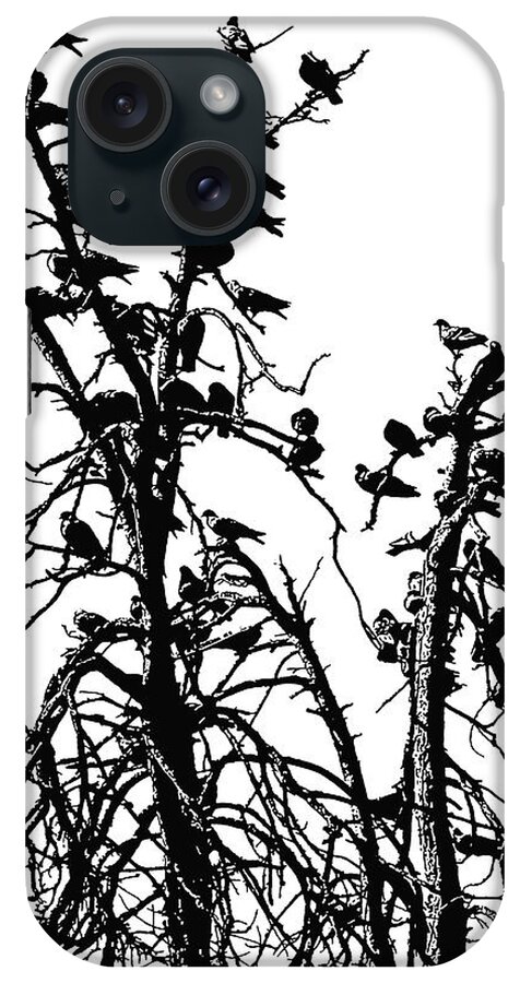 Tree iPhone Case featuring the digital art Pigeon Tree by Gary Olsen-Hasek