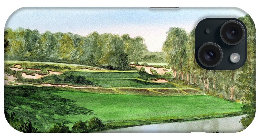 Pine Valley Golf Course Painting iPhone Case featuring the painting Pine Valley Golf Course New Jersey 5th Hole by Bill Holkham