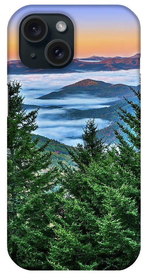 North Carolina iPhone Case featuring the photograph Pines and Low Clouds at Sunrise by Dan Carmichael