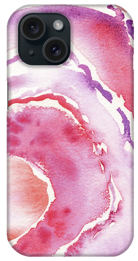 Pink iPhone Case featuring the painting Pink Agate Abstract Watercolor Stone Painting  by Irina Sztukowski
