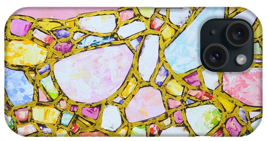 Stones iPhone Case featuring the painting Pink and Gold. by Iryna Kastsova