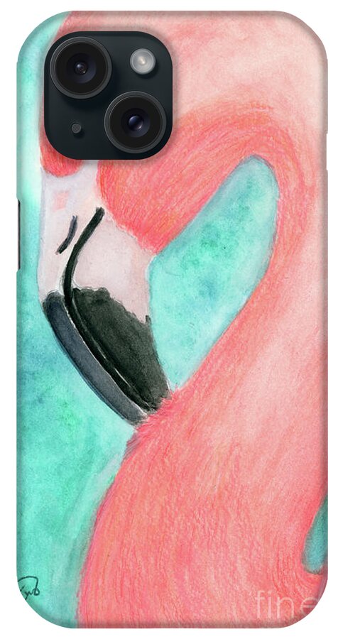 Dorothy Lee Art iPhone Case featuring the painting Pink Flamingo by Dorothy Lee