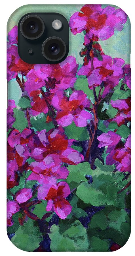 Flowers iPhone Case featuring the painting Pink Geraniums by Karen Ilari