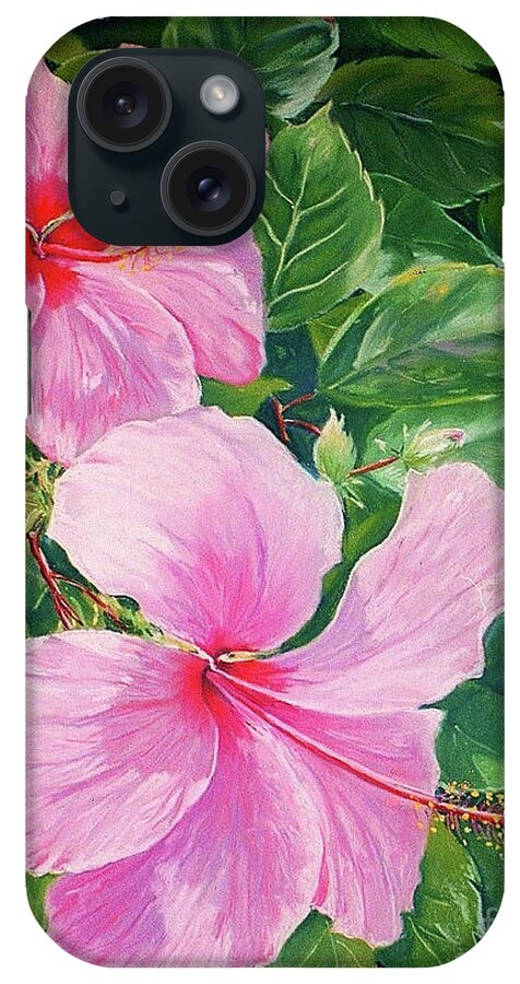 Art iPhone Case featuring the painting Pink Hibiscus by John Clark