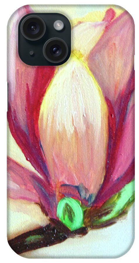  iPhone Case featuring the painting Pink Magnolia by Loretta Nash