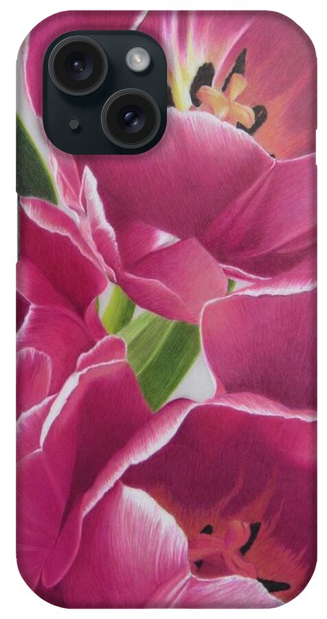 Tulips iPhone Case featuring the drawing Pink Petals by Kelly Speros