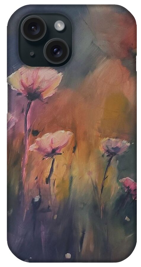 Landscape iPhone Case featuring the painting Pink Poppies by Sheila Romard