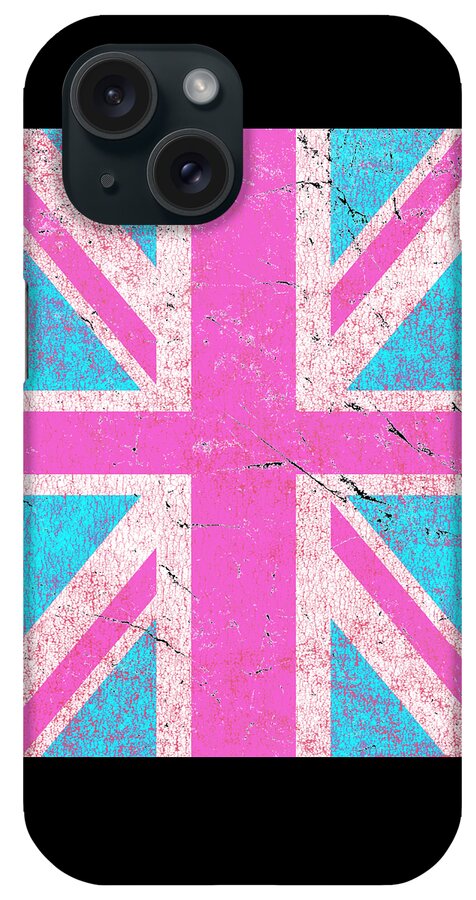 Funny iPhone Case featuring the digital art Pink Retro Union Jack Flag by Flippin Sweet Gear