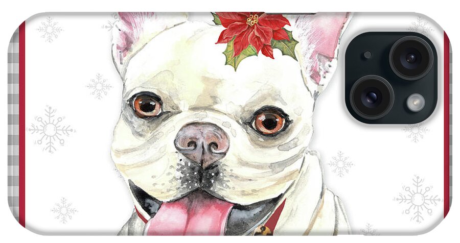 Dog iPhone Case featuring the painting Plaid Christmas with Dog G by Jean Plout