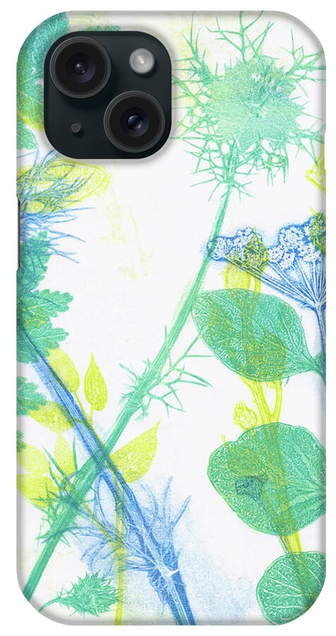 Plant Print iPhone Case featuring the mixed media Plants Monoprint by Kristine Anderson
