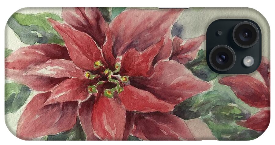 Poinsettias iPhone Case featuring the painting Poinsettas by Milly Tseng