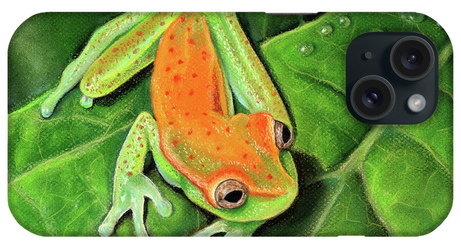 Poison iPhone Case featuring the pastel Poison Dart Frog by Adam Johnson