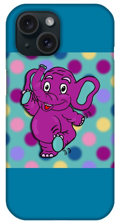 Children's Art iPhone Case featuring the mixed media Polka Dot Animals ...Hippity Hop Elephant by Kelly Mills