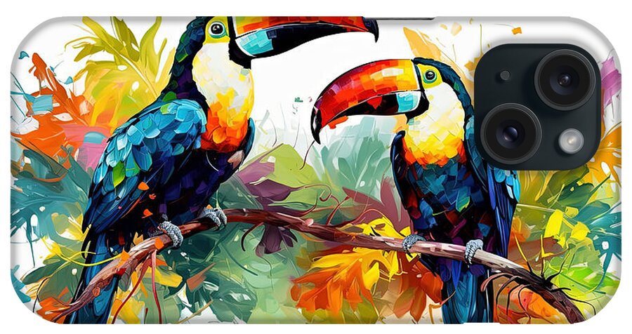 Toucan Art iPhone Case featuring the painting Pop Art Toucan - Toucan Birds Painting by Lourry Legarde