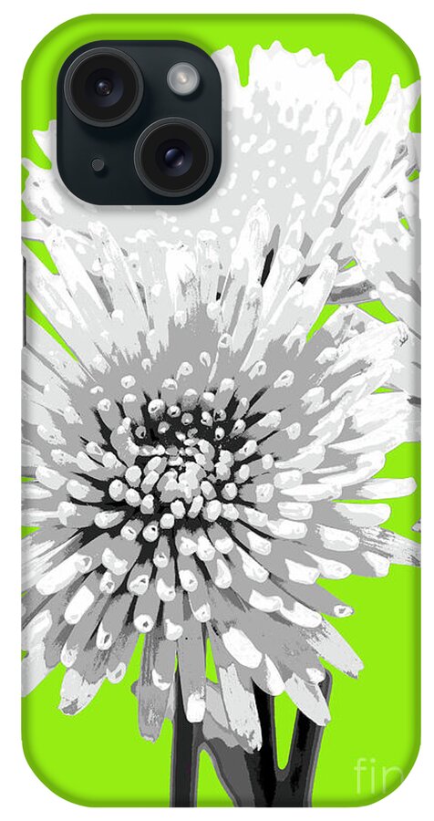 Popart iPhone Case featuring the photograph PopART Anastacia Chrysanthemum-White-Lime by Renee Spade Photography