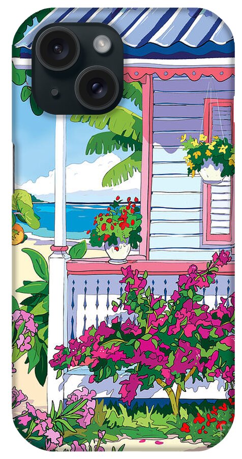 Cayman iPhone Case featuring the painting Porch in Pink by John Clark